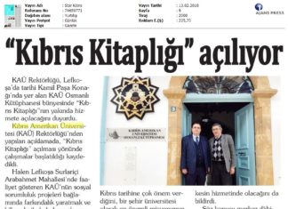 Kıbrıs Kitaplığı Açılıyor